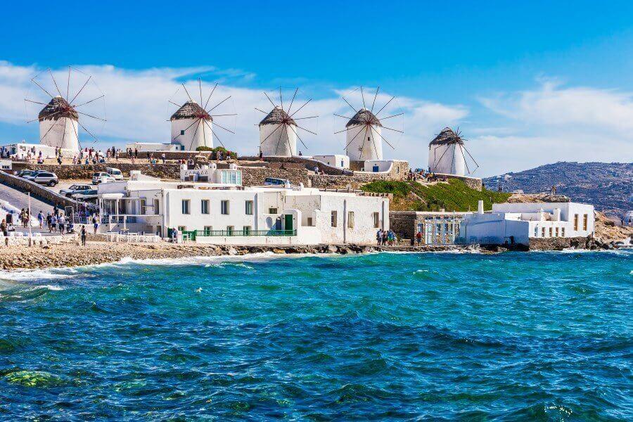 Typical of Mykonos are the windmills